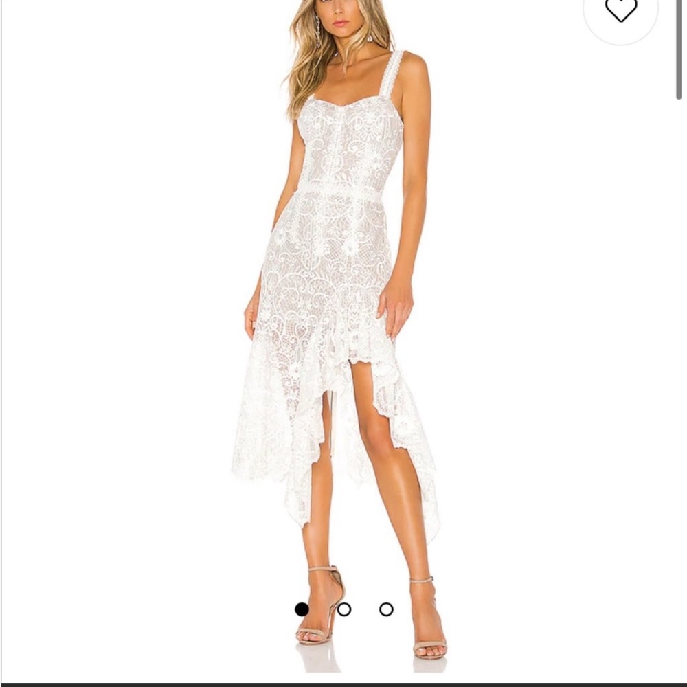 Bronx and Banco tiffany blanc white high low lace midi bridal wedding dress